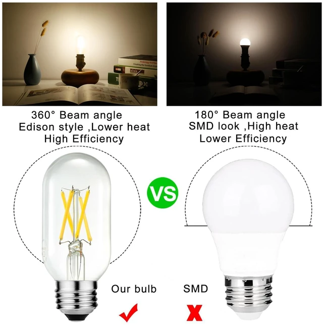 Alt view image 9 of 14 - T45 E26 Led Bulb 60 watt,Edison Bulbs,Neutral White 4000K,Clear | Dimmable,6w=60w led light bulbs,600lm,AC120V,ETL,No flicker,E26 Edison Bulb for Chandelier,Sputnik,Bathroom Light Bulbs,6Pack