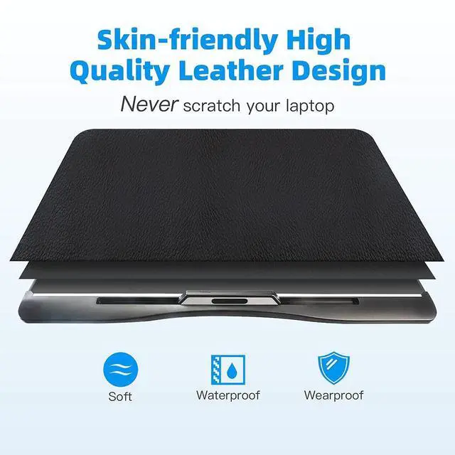 Alt view image 10 of 14 - Laptop Bed Tray Table with PVC Leather Surface, 2 Drawers, Black, XL | Foldable Lap Desk for Laptop, Multifunctional Adjustable Lap Table for Working,Writing, Gaming, Drawing