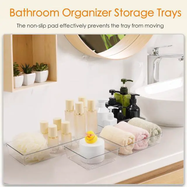 Alt view image 13 of 14 - Drawer Organizer, 26 Pack Clear Plastic Drawer Organizer Bins, Versatile Organization and Storage Trays for Kitchen, Bathroom, Vanity Makeup and Office
