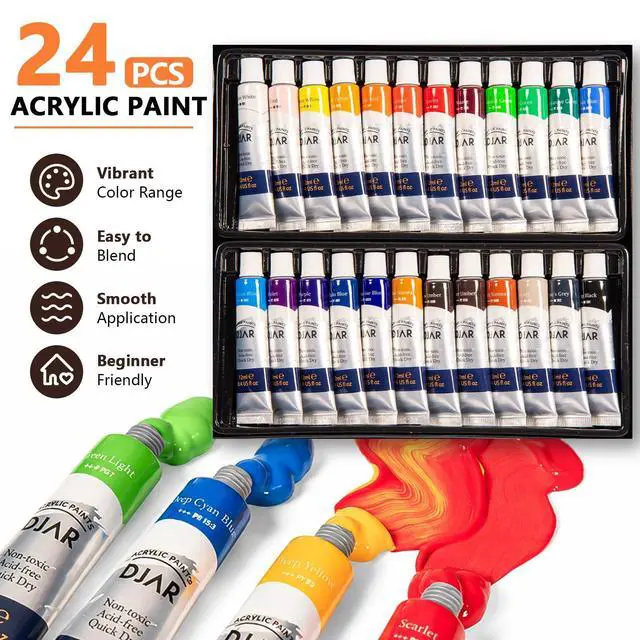 Alt view image 11 of 14 - 49 Pcs Acrylic Paint Set with Tabletop Easel Box, 24 Colors | All-in-One Painting Kit with Sketchbook, Painting Pads & Palette, Complete Art Supplies Kit for Adults, Teens, and Beginners