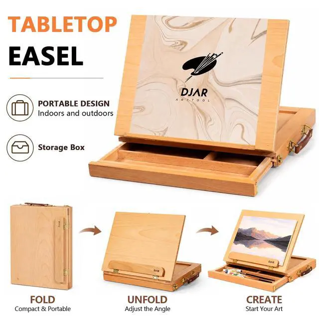 Alt view image 12 of 14 - 49 Pcs Acrylic Paint Set with Tabletop Easel Box, 24 Colors | All-in-One Painting Kit with Sketchbook, Painting Pads & Palette, Complete Art Supplies Kit for Adults, Teens, and Beginners