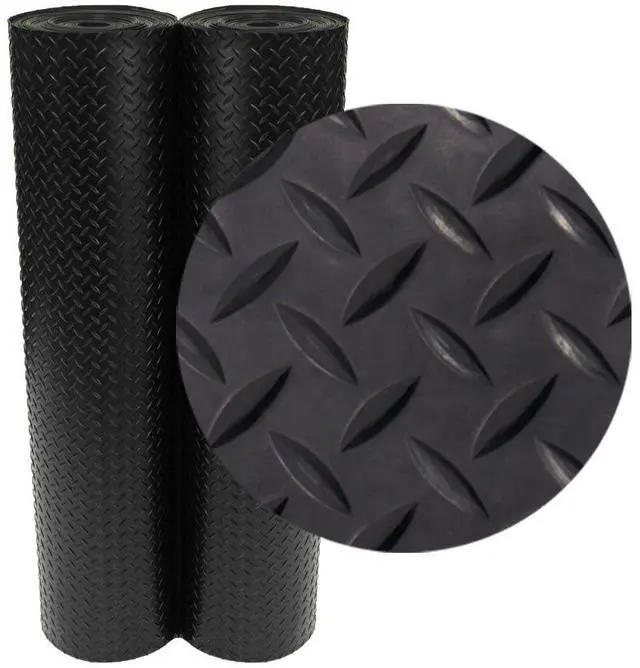 Alt view image 8 of 14 - Diamond-Plate Rubber Flooring Roll - 3 mm x 4 ft x 2 ft Roll - Black