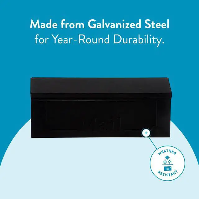 Alt view image 13 of 14 - Townhouse Galvanized Steel, Wall-Mount Mailbox, Black Small | Galvanized steel build for outside with weather-resistant outdoor construction and a rust-resistant powder-coat finish