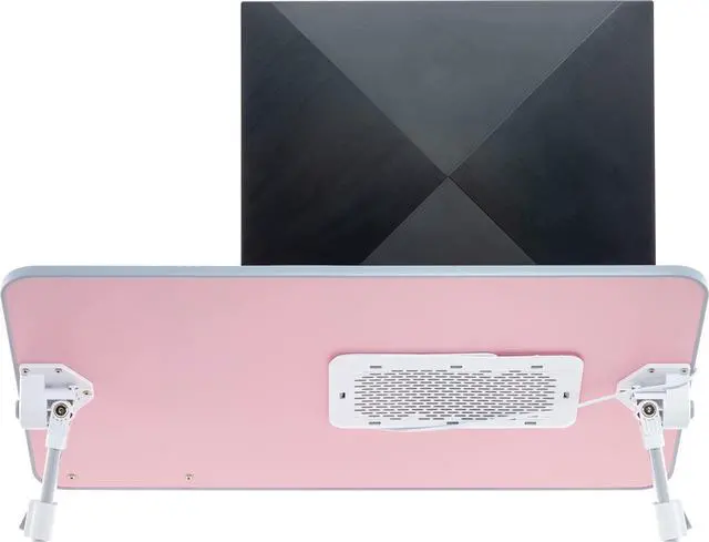 Alt view image 14 of 14 - Lap Desk Pink Large Wood Top - Fits Up to 17" Laptop - with Dual Cushion, Wrist Rest & Built-in Mouse Pad, Portable Laptop Stand for Bed, Multifunctional Slot for Tablet, Pen & Phone