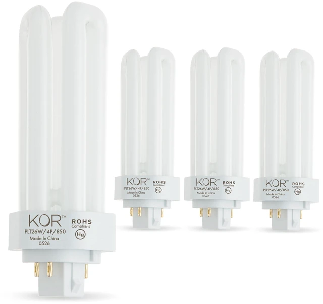 Alt view image 8 of 14 - 26W Triple Tube Compact Fluorescent Light Bulb, 4 Pack | GX24Q-3 4-pin Base, 5000K Bright White, PL26W/3U/4P