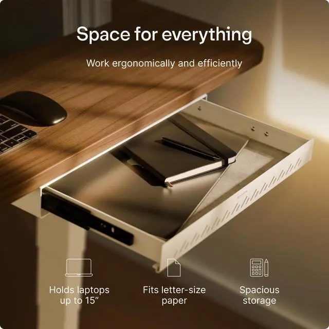 Alt view image 13 of 14 - Under Desk Drawer Hidden Under-Desk Storage Organizer, Easy Install, Large Capacity Metal Sliding Drawer for Home Office, Standing Desk & Workstation (White)