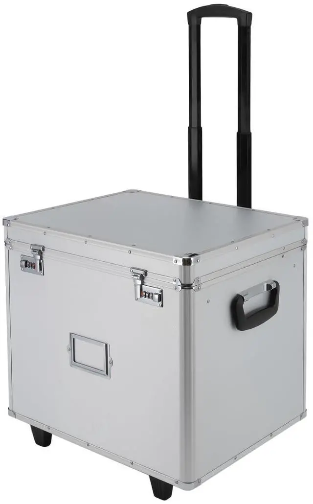 Alt view image 12 of 14 - Portable Locking File Storage, Aluminum Alloy Document Box with Wheels Rolling File Storage Organizer Box Large Capacity Multifunctional Filing Cabinet with Security Code Lock for Office Home