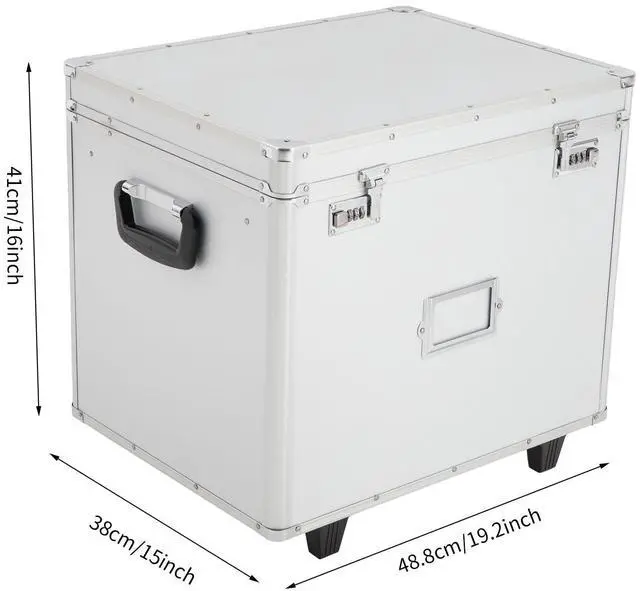 Alt view image 13 of 14 - Portable Locking File Storage, Aluminum Alloy Document Box with Wheels Rolling File Storage Organizer Box Large Capacity Multifunctional Filing Cabinet with Security Code Lock for Office Home