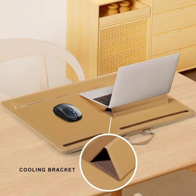 Alt view image 11 of 14 - Leather Lap Desk for Laptop, 24 x 16 inches (Brown) | With Memory Foam Cushion & Built-in Wrist Rest, Portable,Adjustable Laptop Desk Fits up to 19 inch Laptop