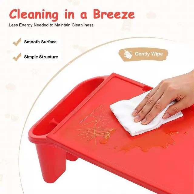 Alt view image 14 of 14 - 12 pcs Kids Lap Desk, Plastic Lap Bed Table with Side Pockets, Portable Breakfast Lap Storage Trays for Writing Eating Game Classroom (Red)