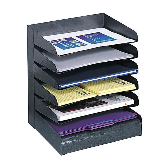 Alt view image 2 of 2 - Desk Organizer, 6 Shelves, Office and Classroom Mailbox, Mail Sorter, Commercial Grade Steel, Black