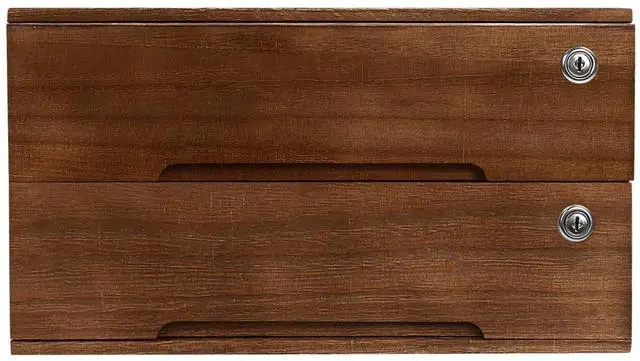 Alt view image 13 of 14 - Desk Organizer with 2 Drawers, Wooden Desktop Storage Cabinet File Holder with Locks and Keys, Storage Organizer Filing Case for Office Bedroom Home, L15.8*W11*H8.7in, Walnut