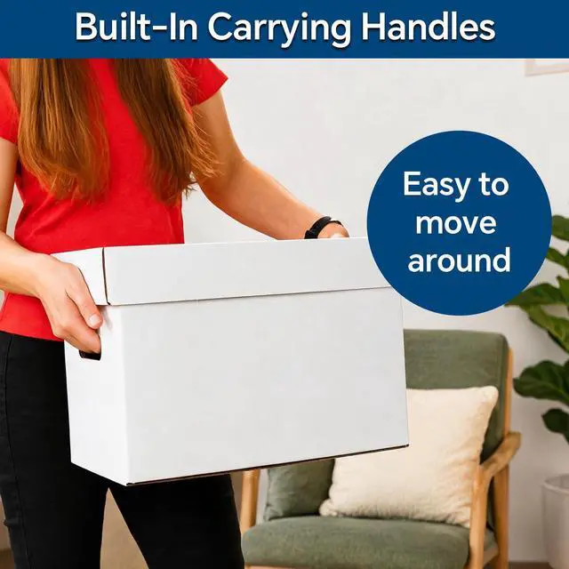 Alt view image 13 of 14 - 10 Pcs Comic Books Storage Boxes With Lids Short Holds 150-175 | Stackable Durable Archive White Comic Book Storage