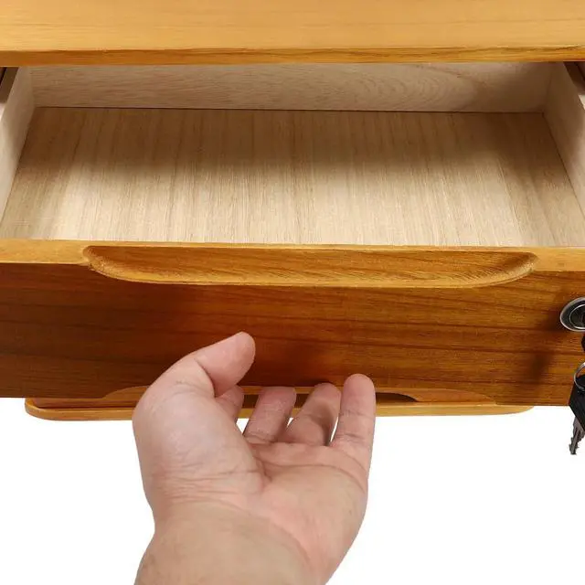 Alt view image 12 of 14 - Wooden Desk Organizer with Drawers and Lock, Desktop Storage Cabinet,Drawer Organizer Desktop Drawer Wooden Storage Box for Home office Supplies (Wood, 3Tier)