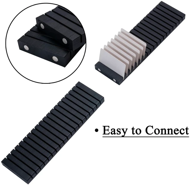 Alt view image 10 of 14 - 8Pcs 12" Wood Name Badge Holder Organizer, Business Card Holder | Black Counter Card Holder Stand for Name Tag ID Badge Plastic Card Holders, Detachable Display Tray for Desk Office Reception