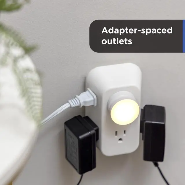Alt view image 9 of 12 - Outlet Extender, 2 Pack, 6 Outlet Multi Plug Wall Power Splitter | 3 Prong Multiple Plug Wall Adapter (Wide Spaced Outlets), Electrical Expander, UL Safety Listed, White, 40222