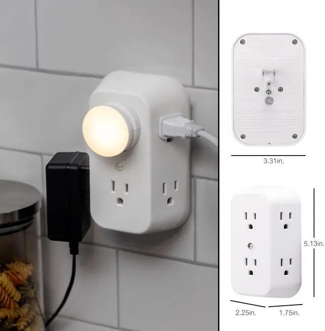 Alt view image 12 of 12 - Outlet Extender, 2 Pack, 6 Outlet Multi Plug Wall Power Splitter | 3 Prong Multiple Plug Wall Adapter (Wide Spaced Outlets), Electrical Expander, UL Safety Listed, White, 40222