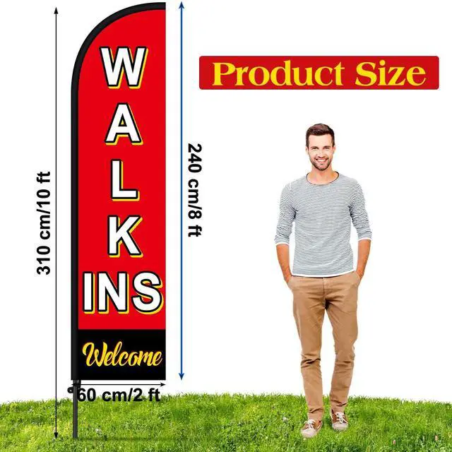 Alt view image 9 of 14 - 2 Set Barber Flag Walk Ins Welcome Barbershop Swooper Flag with Pole Kit Open Feather Barber Sign Windless Banner for Salon Business Advertising Outdoor Outside(10 Ft)