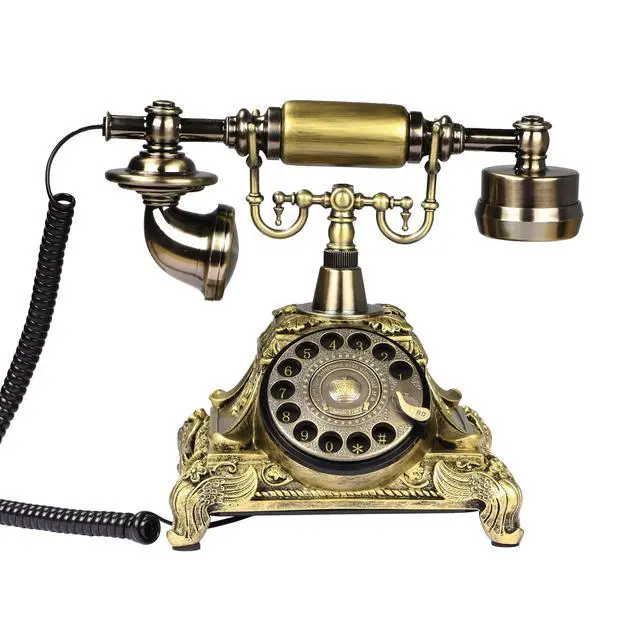 Alt view image 8 of 14 - Rotary Antique Telephone,Resin Imitation Copper Retro Landline Turntable Telephone Decoration Home Office Telephone(Copper Color-117AS)