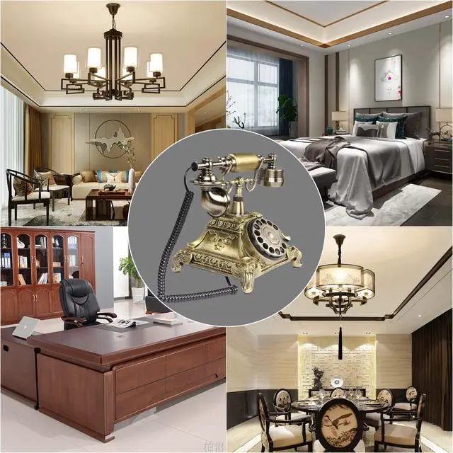 Alt view image 13 of 14 - Rotary Antique Telephone,Resin Imitation Copper Retro Landline Turntable Telephone Decoration Home Office Telephone(Copper Color-117AS)