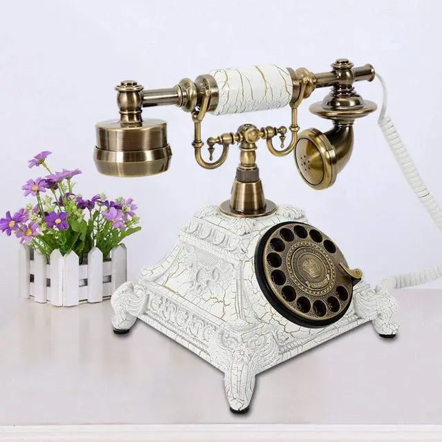Alt view image 9 of 14 - Royal Vintage Telephone Antique Desk Phone Corded Retro Phone Rotary Antique Dial Handset Corded Desk Home Office Vintage Decorative Telephone (White)