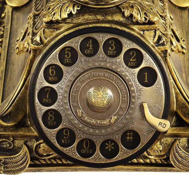 Alt view image 10 of 14 - Rotary Antique Telephone,Resin Imitation Copper Retro Landline Turntable Telephone Decoration Home Office Telephone(Copper Color-117AS)