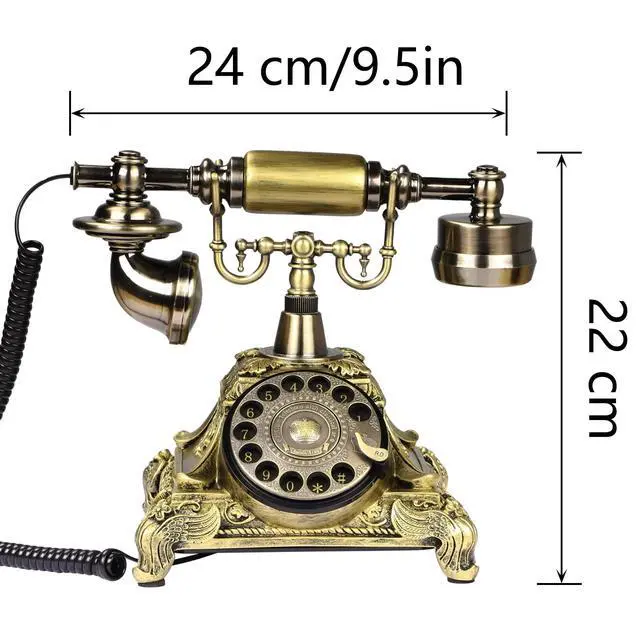 Alt view image 14 of 14 - Rotary Antique Telephone,Resin Imitation Copper Retro Landline Turntable Telephone Decoration Home Office Telephone(Copper Color-117AS)