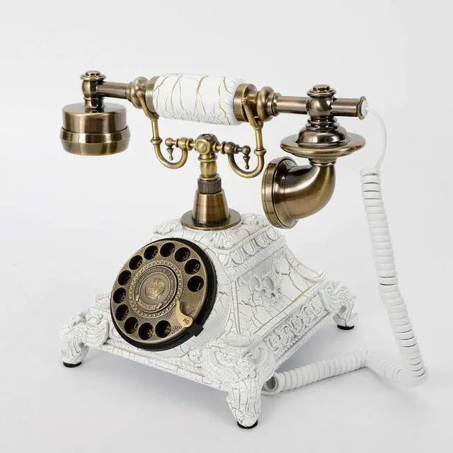 Alt view image 10 of 14 - Royal Vintage Telephone Antique Desk Phone Corded Retro Phone Rotary Antique Dial Handset Corded Desk Home Office Vintage Decorative Telephone (White)