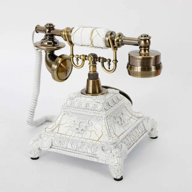 Alt view image 12 of 14 - Royal Vintage Telephone Antique Desk Phone Corded Retro Phone Rotary Antique Dial Handset Corded Desk Home Office Vintage Decorative Telephone (White)