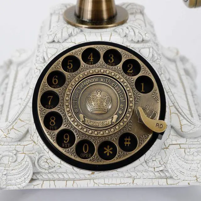 Alt view image 13 of 14 - Royal Vintage Telephone Antique Desk Phone Corded Retro Phone Rotary Antique Dial Handset Corded Desk Home Office Vintage Decorative Telephone (White)
