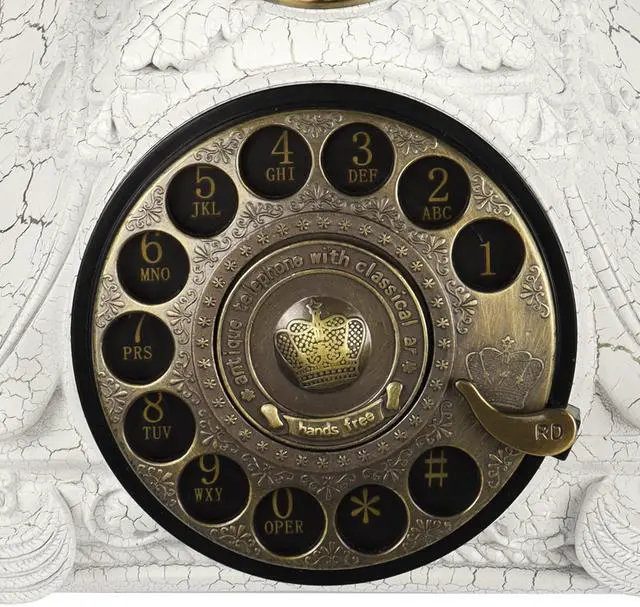 Alt view image 10 of 14 - Rotary Antique Telephone,White Retro Landline Turntable Telephone Decoration Home Office Telephone(White-117CS)
