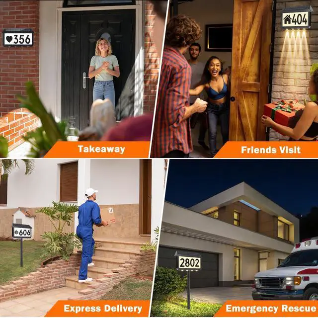 Alt view image 14 of 14 - Solar Address Signs, House Number for Outside Waterproof | 3 Lighting Modes with Stake, Wall Mounted/In Ground, for Outside Yard Home, 1-Pack Black