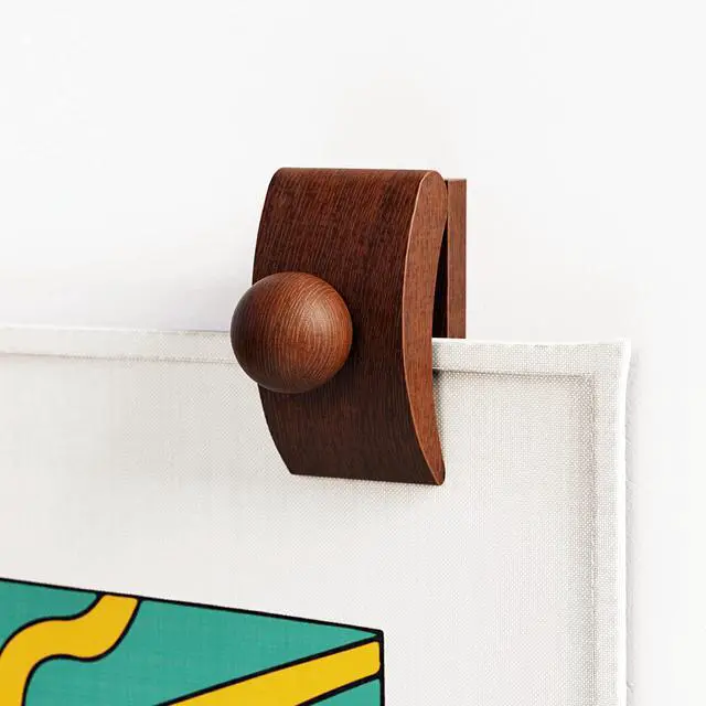 Alt view image 14 of 14 - Tapestry Hangers, 4 Small Quilt Hangers for Wall Hangings, Blanket Hanger Clamps, Carpet Rug Display, Wooden Wall Clips for Hanging (Brown)