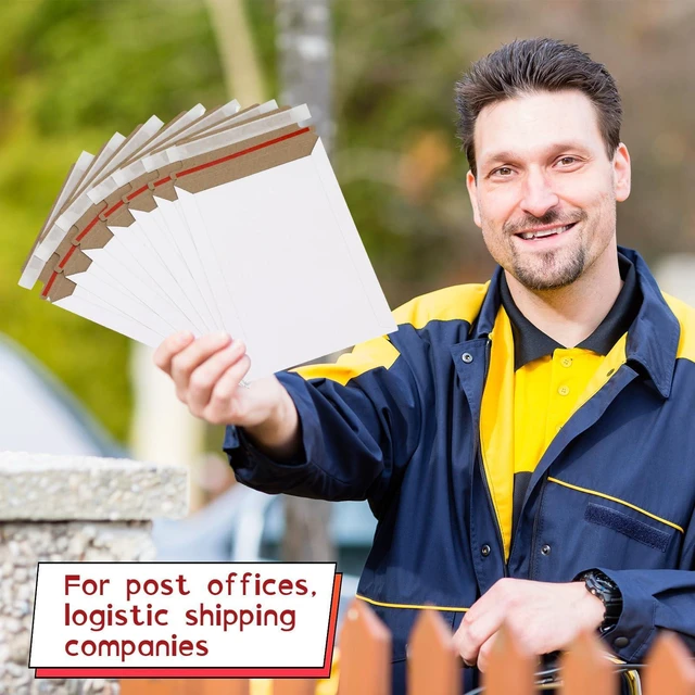 Alt view image 9 of 12 - 300 Pcs 6 x 8 Inch Rigid Mailers Self Adhesive Seal Photo Document Mailers 250gsm Keep Flat White Photography Cardboard Envelopes for Shipping Cd, Photo, Gift Card, Document, Paper