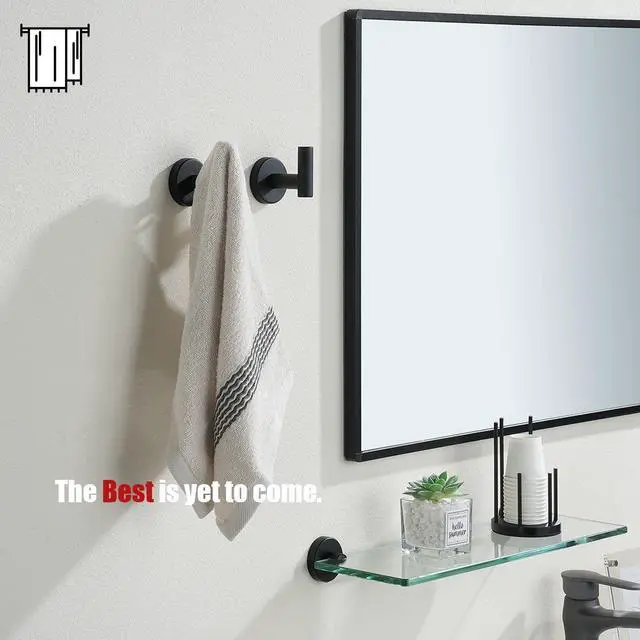 Alt view image 10 of 14 - Black Bathroom Towel Hook, Coat Robe Clothes Hook for Bathroom Kitchen Garage Wall Mounted (2 Pack), 304 Stainless Steel Matte Black, TH100-PB-P2