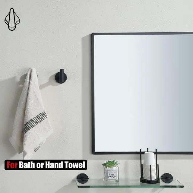Alt view image 11 of 14 - Black Bathroom Towel Hook, Coat Robe Clothes Hook for Bathroom Kitchen Garage Wall Mounted (2 Pack), 304 Stainless Steel Matte Black, TH100-PB-P2