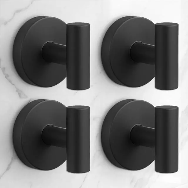Alt view image 7 of 12 - Heavy Duty Suction Cup Hooks for Glass Window,Tile,Mirror,Removable Shower Hooks for Inside Shower,Metal Towel Hooks for Bathroom,4 Pack(Black)