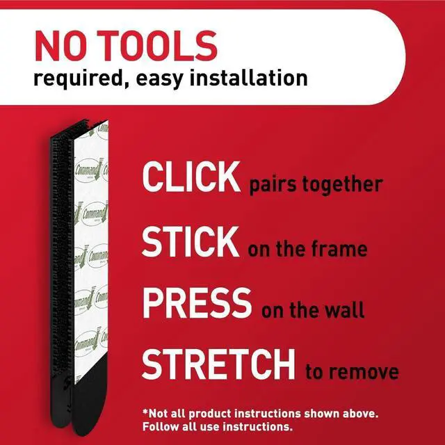 Alt view image 13 of 14 - Command 10 lb Medium 16 Pairs Picture Hanging Strips (32 Strips), Damage-Free Hangers for Picture Frames, No Tools Required, Great for Home Room Wall Decor, Black Adhesive