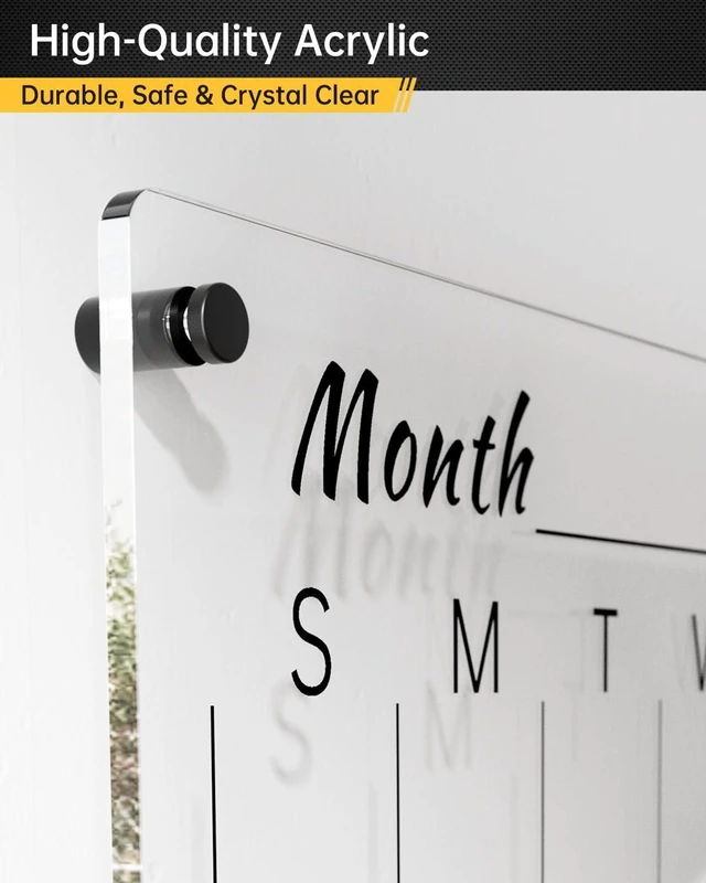 Alt view image 9 of 12 - 28x20" Clear Acrylic Wall Calendar with Dry Erase Surface, Large Monthly Planner Board, Includes Vibrant Markers, Eraser, Multi-Color Mounting Screws, & Easy Install Kit - Perfect for Home & Office