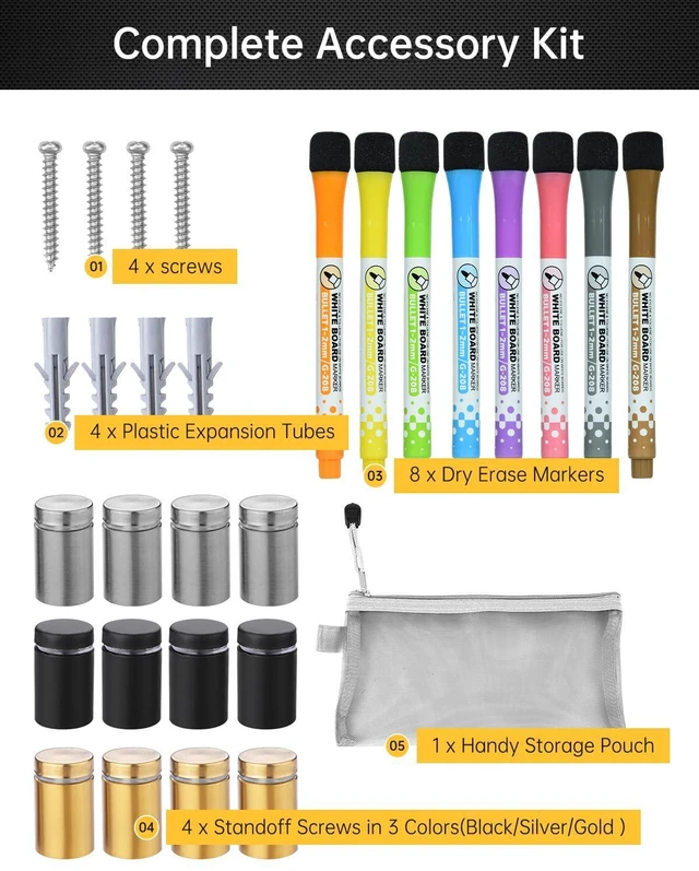 Alt view image 10 of 12 - 28x20" Clear Acrylic Wall Calendar with Dry Erase Surface, Large Monthly Planner Board, Includes Vibrant Markers, Eraser, Multi-Color Mounting Screws, & Easy Install Kit - Perfect for Home & Office