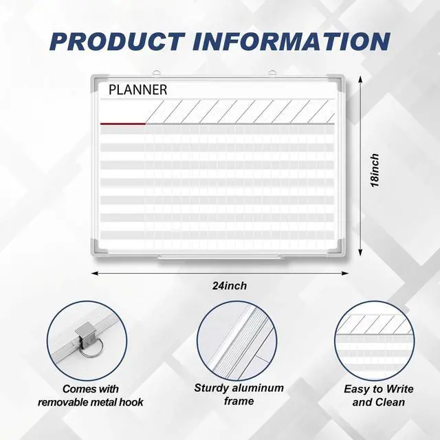 Alt view image 8 of 12 - Aluminum Frame Dry Erase Board with Lines, Double Sided Wall-Mounted Whiteboard for Scheduling, to Do Lists & Weekly Planning, Reusable Calendar for Home & Work(Make Ready Board,18"x24")