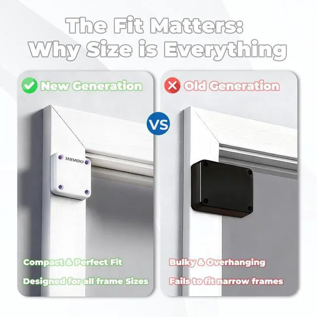 Alt view image 12 of 14 - Upgraded Punch-Free 1000g Automatic Screen Door Closer, Sliding Screen Auto Door Closer with Steel Drawstring for Bathroom, Bedroom, Study Room etc. (2 Pack White)