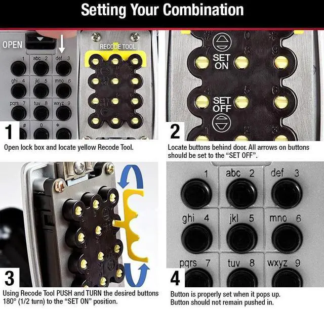 Alt view image 8 of 9 - Wall Mount Key Lock Box with Push Button for House Keys, Outdoor Safe with Combination Lock, 5 Key Capacity, 5423EC, Black
