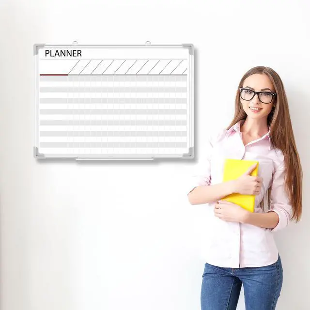 Alt view image 12 of 12 - Aluminum Frame Dry Erase Board with Lines, Double Sided Wall-Mounted Whiteboard for Scheduling, to Do Lists & Weekly Planning, Reusable Calendar for Home & Work(Make Ready Board,18"x24")