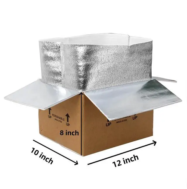 Alt view image 7 of 10 - 12x10x8''4 Pack Insulated Shipping Boxes with Aluminum Foil Liner, Double Insulated Carton for Frozen Food and hot,Reusable Perishable Shipper Cooler Box, Small Mailing Box for Shipping(wood)