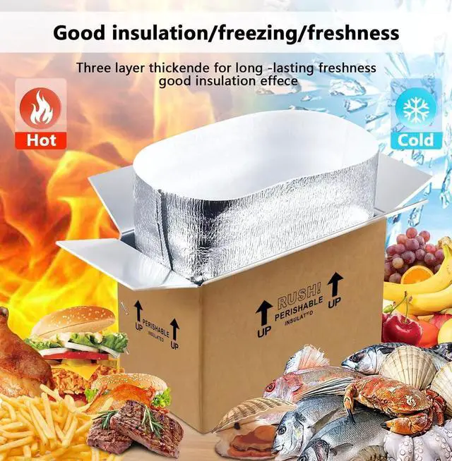 Alt view image 8 of 10 - 12x10x8''4 Pack Insulated Shipping Boxes with Aluminum Foil Liner, Double Insulated Carton for Frozen Food and hot,Reusable Perishable Shipper Cooler Box, Small Mailing Box for Shipping(wood)