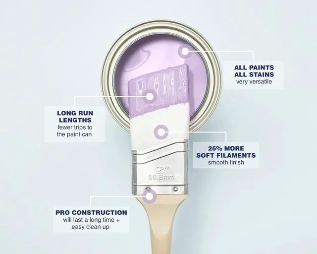 Alt view image 8 of 10 - Precision Detail Paint Brush, Pro Grade, Angled for Cutting in, Trim and Furniture, 2-inch