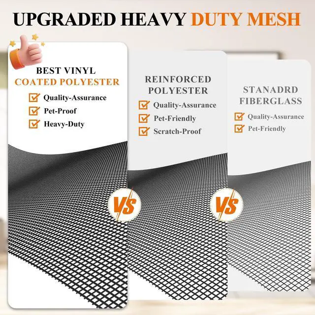 Alt view image 12 of 14 - Pet Proof Window&Door Screen Replacement Mesh, 48" W x 99" L, Black | Best Vinyl Coated Polyester Dog Cat Resistant Heavy Duty, Net Netting Curtain Wire Roll Repair Kit for Patio/Porch/Sliding