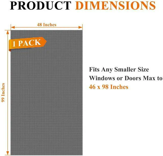 Alt view image 10 of 14 - Pet Proof Window&Door Screen Replacement Mesh, 48" W x 99" L, Black | Best Vinyl Coated Polyester Dog Cat Resistant Heavy Duty, Net Netting Curtain Wire Roll Repair Kit for Patio/Porch/Sliding