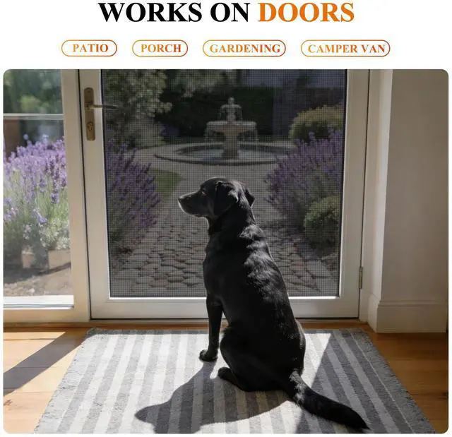 Alt view image 13 of 14 - Pet Proof Window&Door Screen Replacement Mesh, 48" W x 99" L, Black | Best Vinyl Coated Polyester Dog Cat Resistant Heavy Duty, Net Netting Curtain Wire Roll Repair Kit for Patio/Porch/Sliding